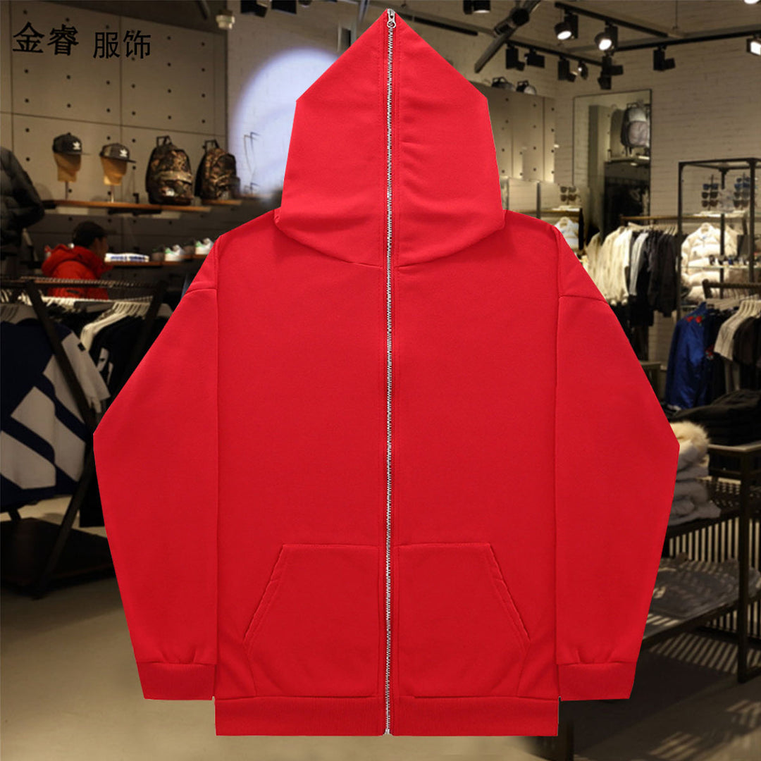 Unisex Zip-Hoodie mit durchgehendem Reißverschluss bis in spitze Kapuze, Kängurutasche und gerippten Bündchen EB