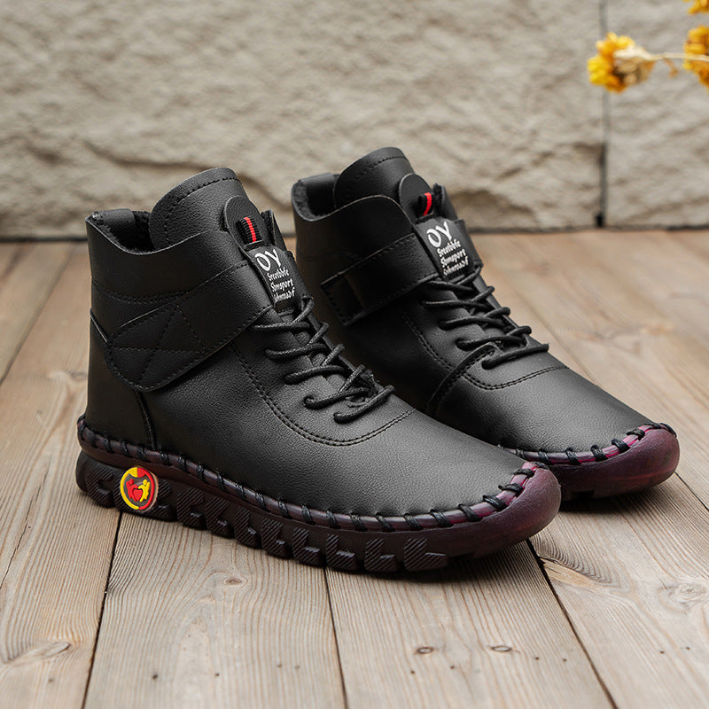 Damen Winterstiefel mit verstellbarem Klettverschluss und robustem Profil EB
