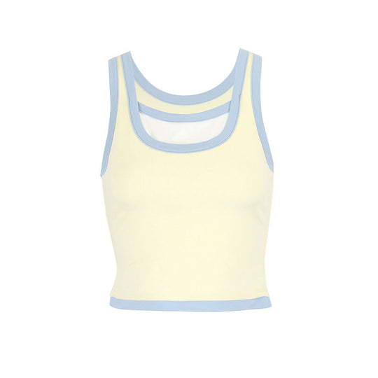 Damen Sportliches Crop-Top mit einzigartigem Schnitt und doppeltem Trägerdesign EB
