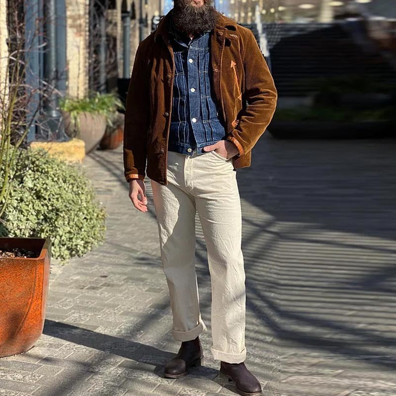 Herren cordjacke mit praktischem Taschen-Detail und Knopfverschluss EB
