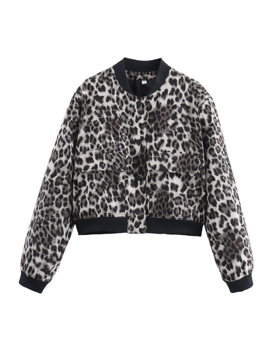 Damen modische Bomberjacke im tierischem Muster EB