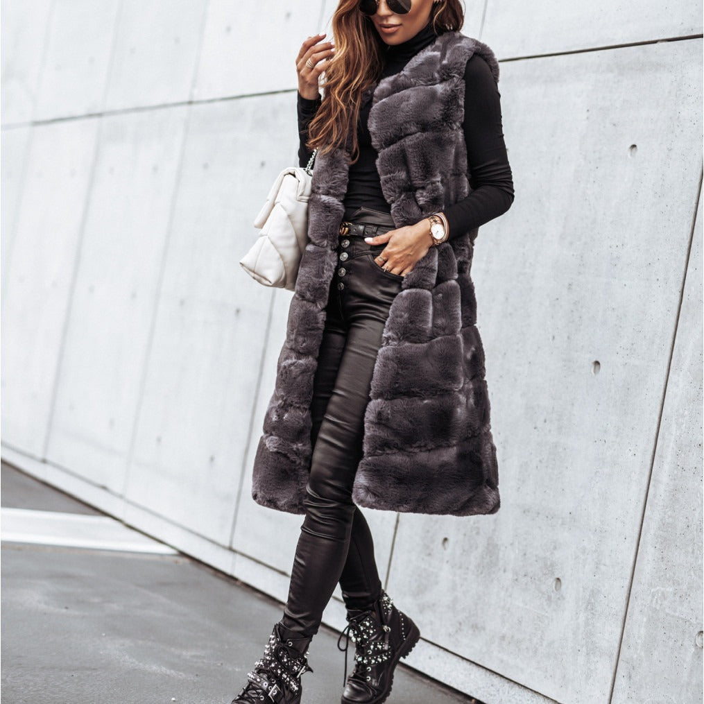 Damen Fleece-Weste mit trendigem Kragen und weichem Innenfutter EB