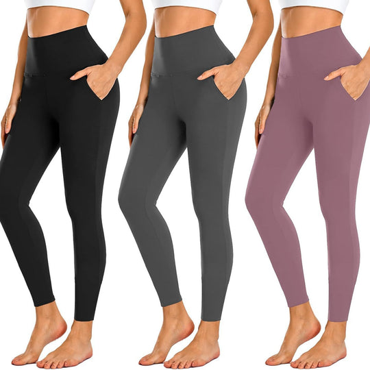 Damen Hochtaillierte Sportleggings mit Taschen EB