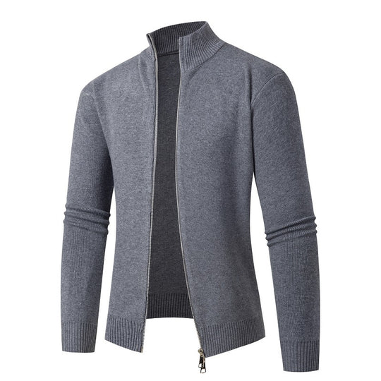 Herren modische Strickjacke mit hohem Kragen und Reißverschluss EB