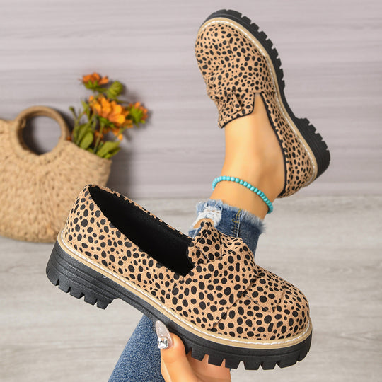 Damen Komfortable Mokassins im tierischen Design mit rutschfester Gummisohle EB