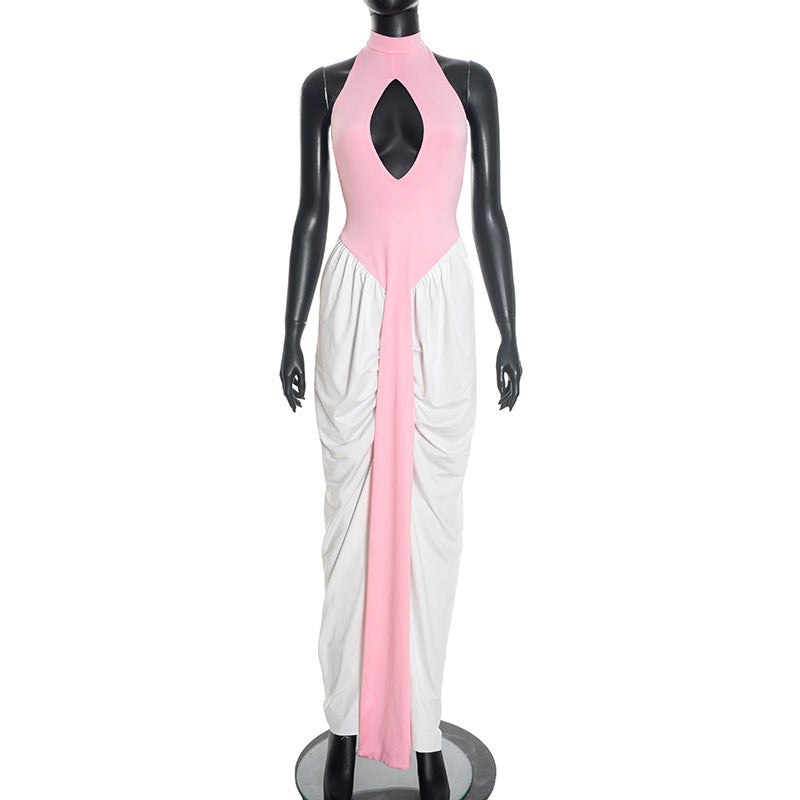 Damen Maxikleid mit hochgeschlossenem Ausschnitt und elegantem Cut-Out EB