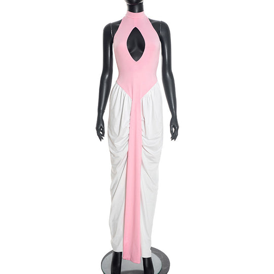 Damen Maxikleid mit hochgeschlossenem Ausschnitt und elegantem Cut-Out EB