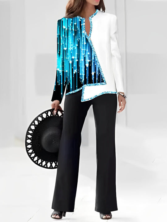 Damen Elegante Statement-Jacke mit asymmetrischem Schnitt und funkelnden Details EB