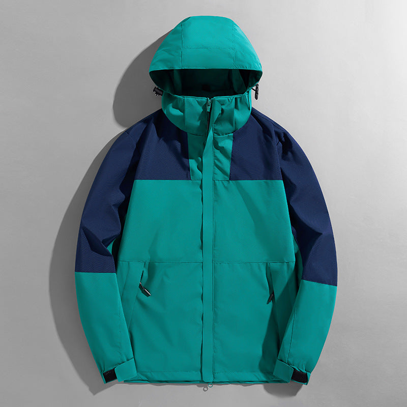Herren dreilagige Shelljacke mit verschweißten Nähten verstellbarer Kapuze und winddichter Front EB