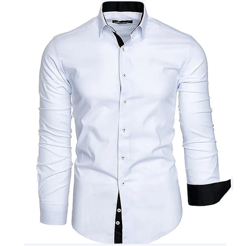 Herren elegantes Langarmhemd mit kontrastierenden Manschetten EB