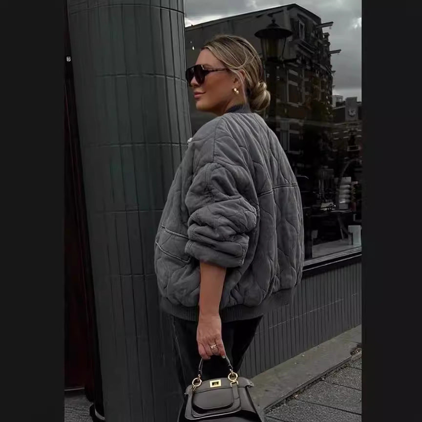 Damen Oversized gesteppte Bomberjacke EB