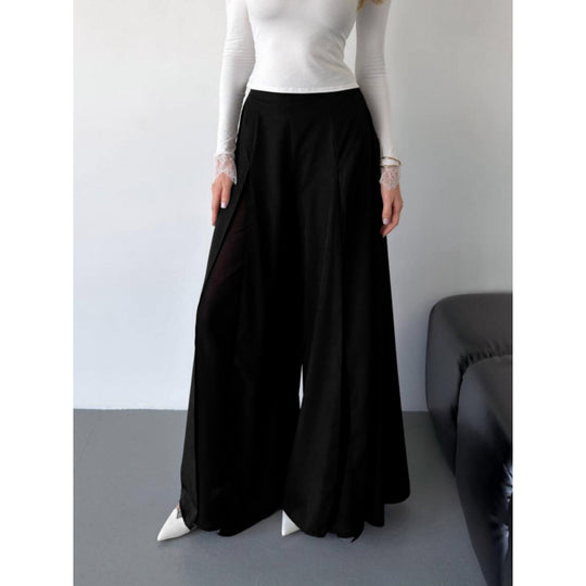 Damen Elegante lange Hose mit seitlichen Schlitzen und fließendem Schnitt EB