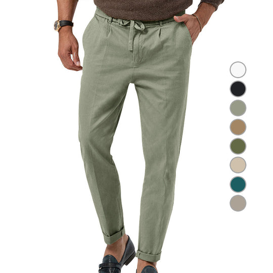 Herren Elegante Leinenhose mit elastischem Bund und praktischen Taschen EB