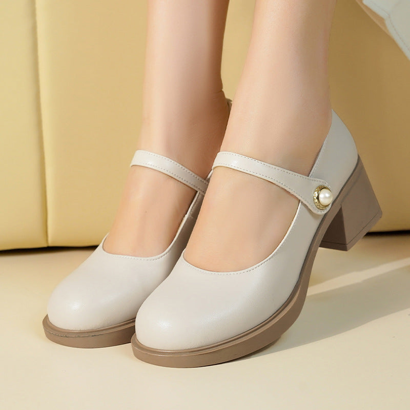 Damen Pumps mit eleganter Riemchenverzierung und bequemem Blockabsatz EB