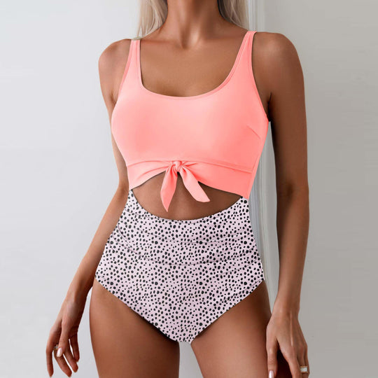 Damen Einteiliger Badeanzug mit trendigem Cut-Out-Design und verstellbarem Knoten EB