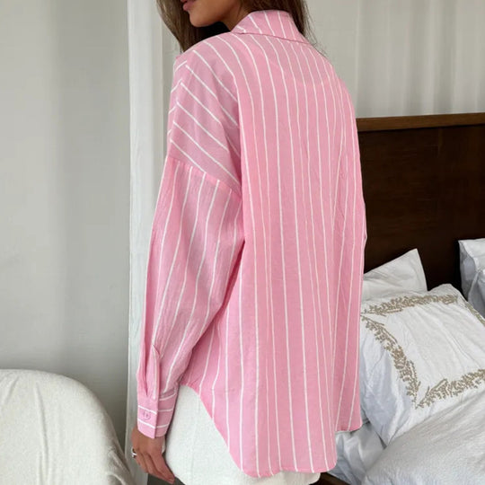 Damen Oversized Hemd mit feinen Streifen EB