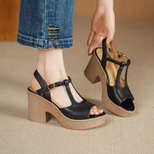 Damen Plateau-Sandalen mit modischem Riemchen-Design EB