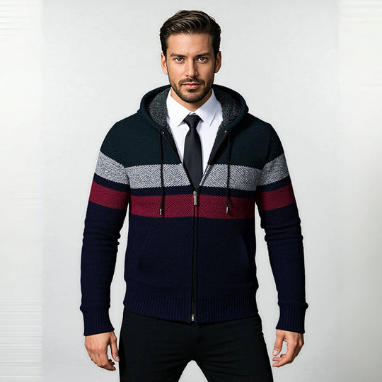 Herren Strickjacke mit Kapuze und modischem Zipper EB