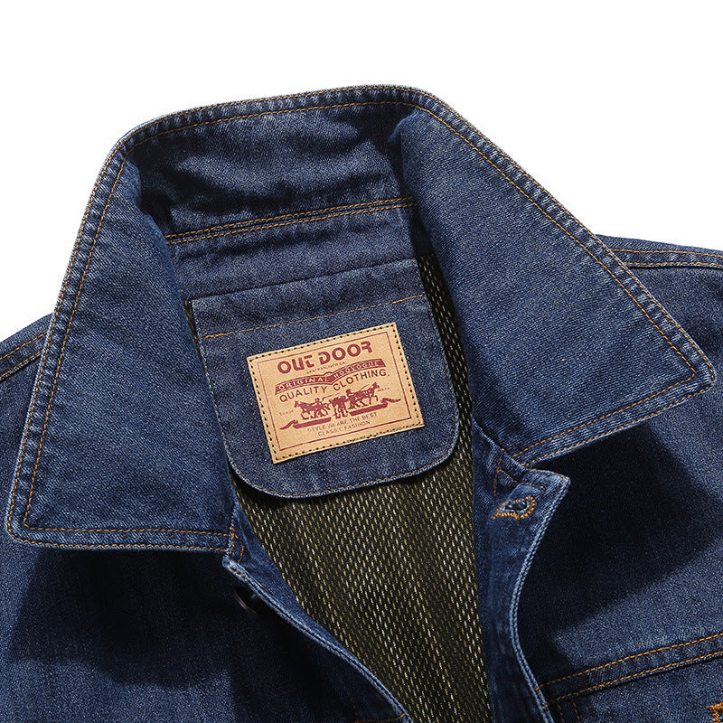 Herren Jeansjacke im Worker‑Stil mit Aufnäher und Mesh‑Futter EB