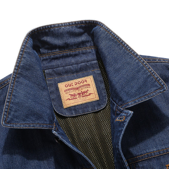 Herren Jeansjacke im Worker‑Stil mit Aufnäher und Mesh‑Futter EB