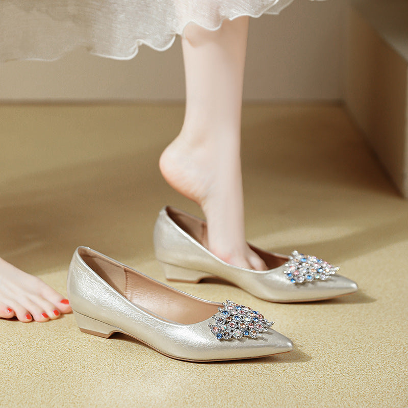 Damen elegante Ballerinas mit funkelnder Schmuckapplikation EB