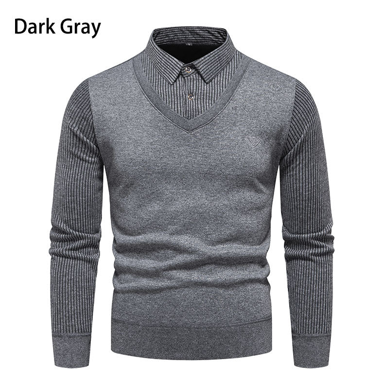 Herren V-Ausschnitt Pullover mit Hemdkragen EB