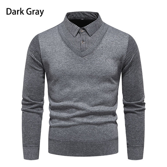 Herren V-Ausschnitt Pullover mit Hemdkragen EB