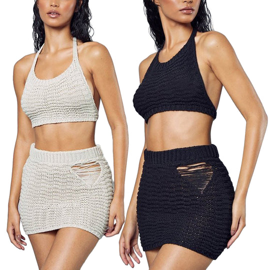 Damen Strick-Bikini-Set mit einzigartigem Cut-out-Design EB