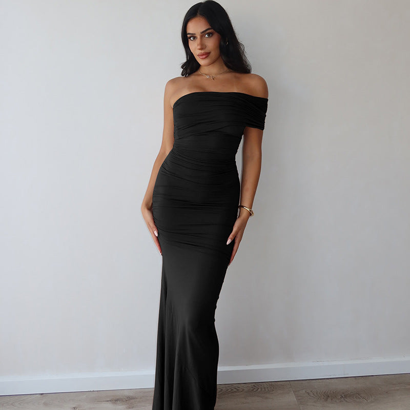Damen Elegantes Maxikleid mit raffinierter Drapierung EB
