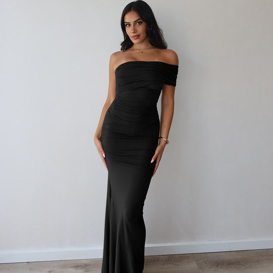 Damen Elegantes Maxikleid mit raffinierter Drapierung EB