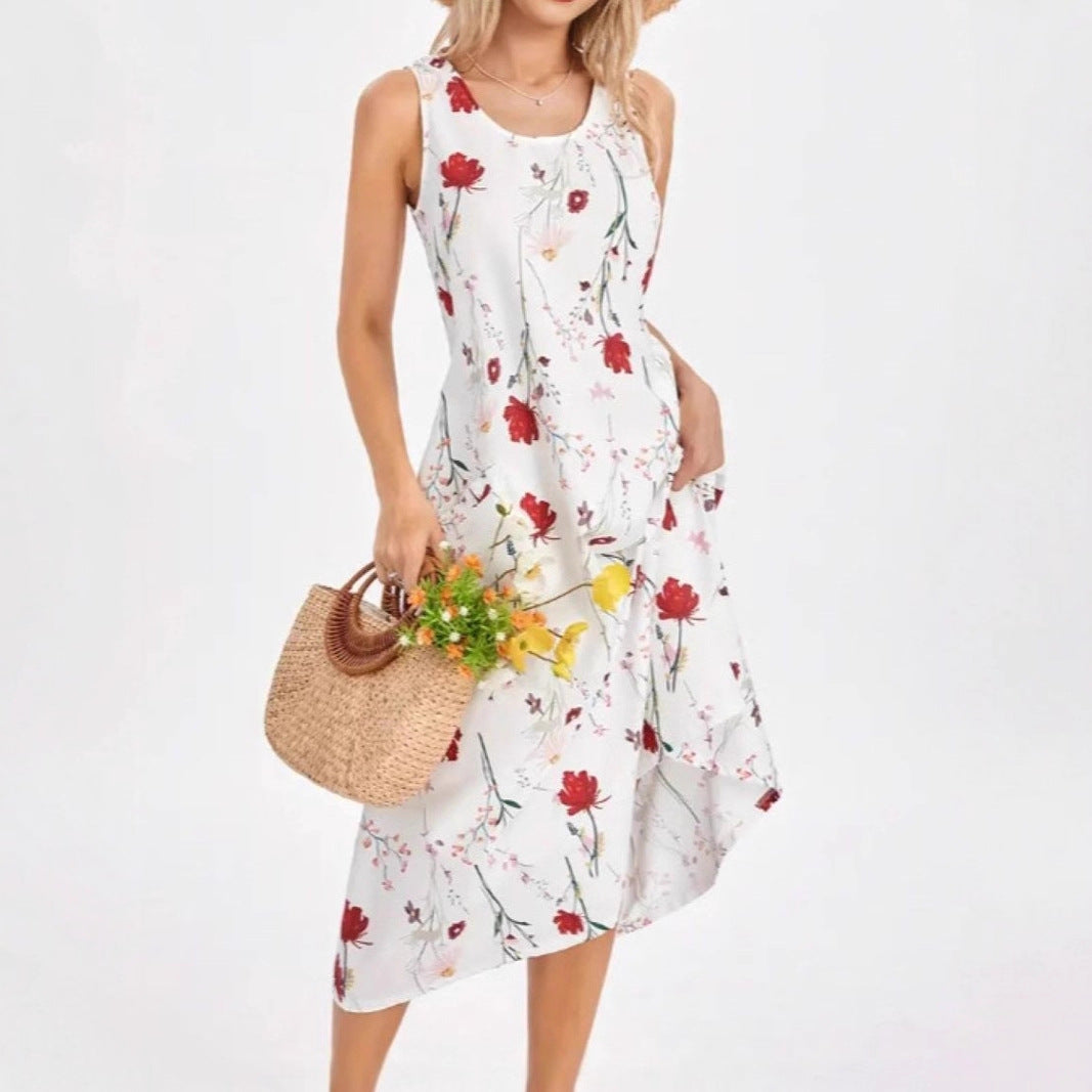 Damen Sommerkleid mit trendigem Leopardenmuster und praktischen Taschen EB