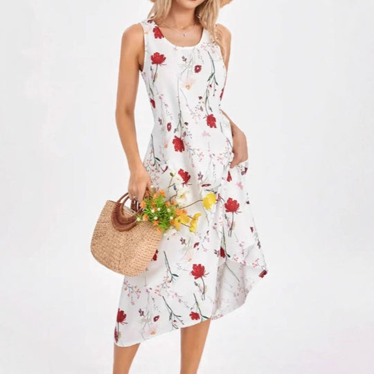 Damen Sommerkleid mit trendigem Leopardenmuster und praktischen Taschen EB
