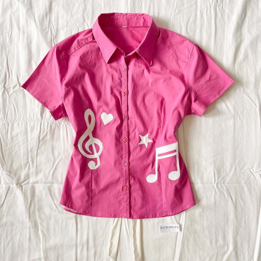 Damen Musikalisches Kurzarmhemd EB