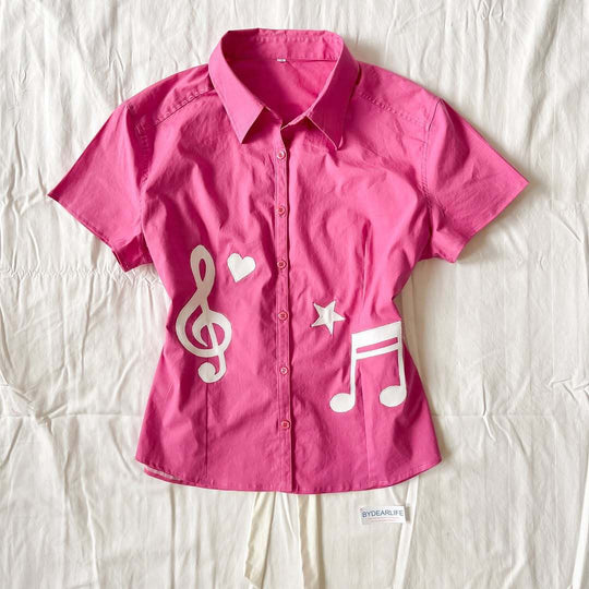 Damen Musikalisches Kurzarmhemd EB