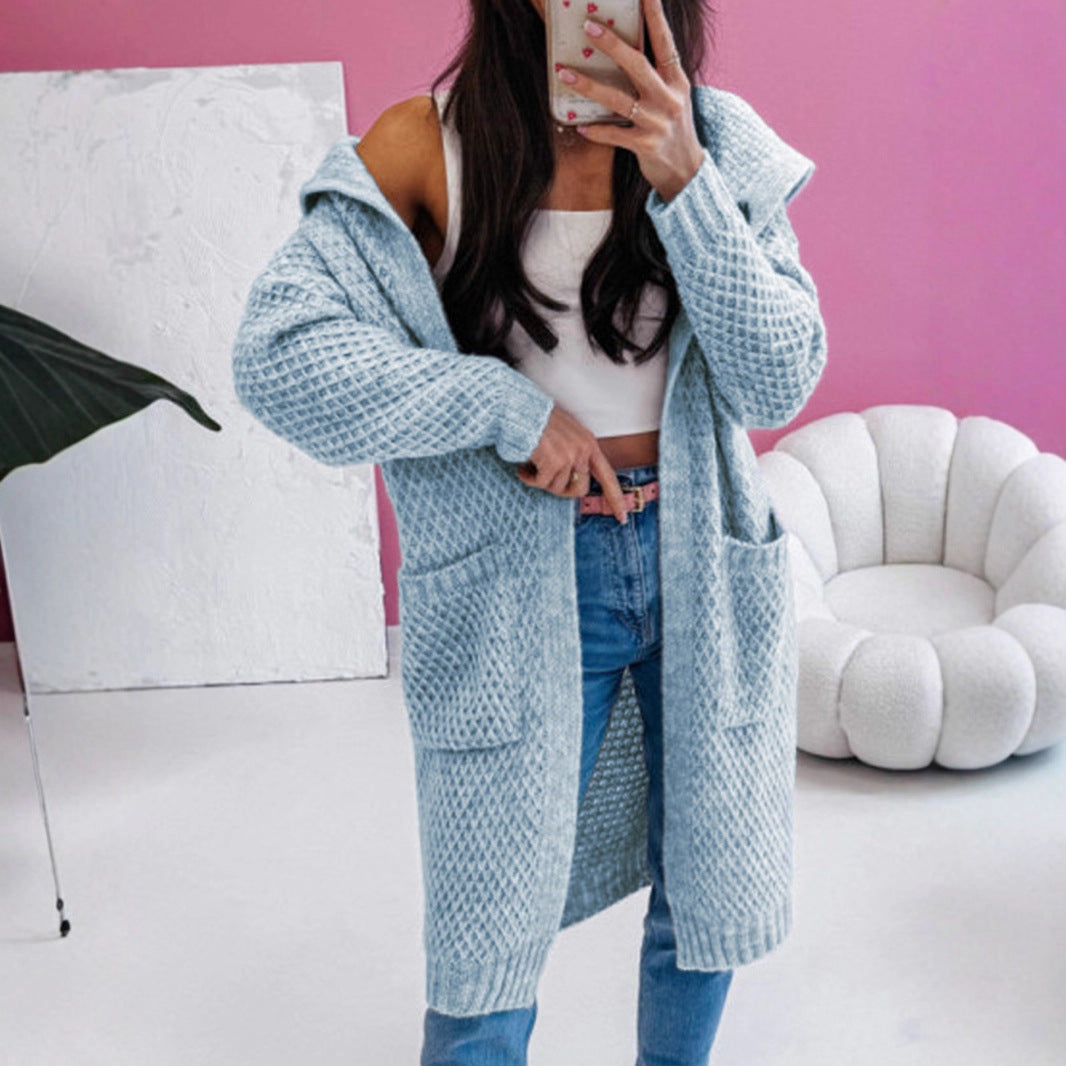 Damen Strickmantel mit luftiger Maschenstruktur und praktischen Taschen EB