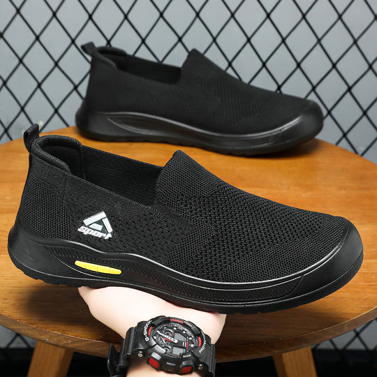 Herren nan atmungsaktiver Strick-Slip-On Alltagssneaker mit elastischem Einstieg, gepolsterter Innensohle und griffiger Leichtprofilsohle EB