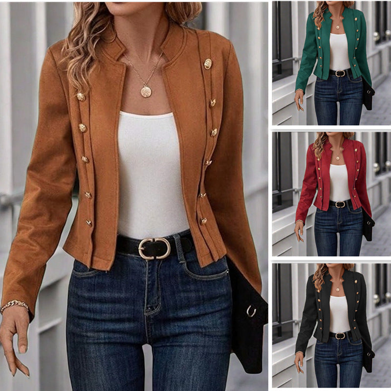 Damen modische Blazerjacke mit eleganten Knopfdetails EB