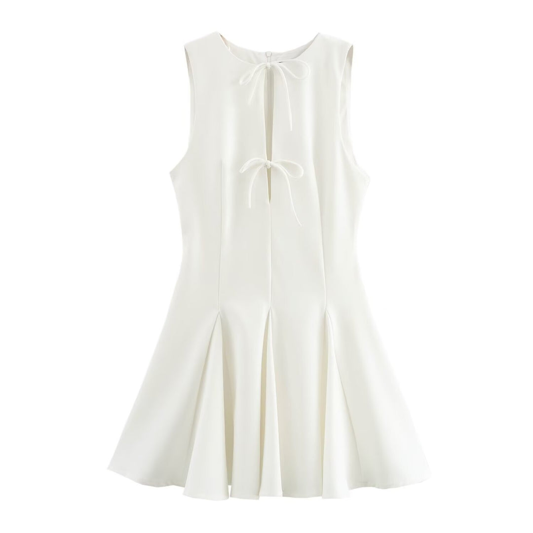 Damen ärmelloses A-Linien Kleid mit elegantem Knoten-Detail EB