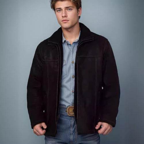 Herren vielseitige und robuste Wildlederjacke mit funktionalen Taschen EB