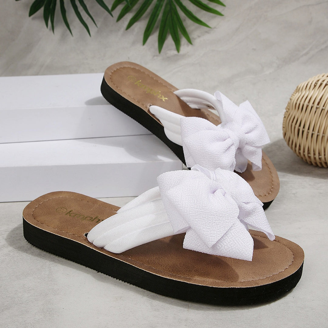 Damen Flip-Flop Sandalen mit dekorativem Schleifen-Design EB