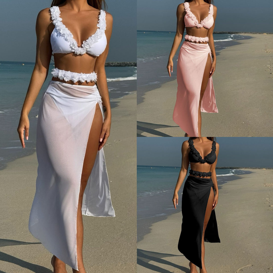 Damen Bikini-Set mit raffinierten Blumenapplikationen EB