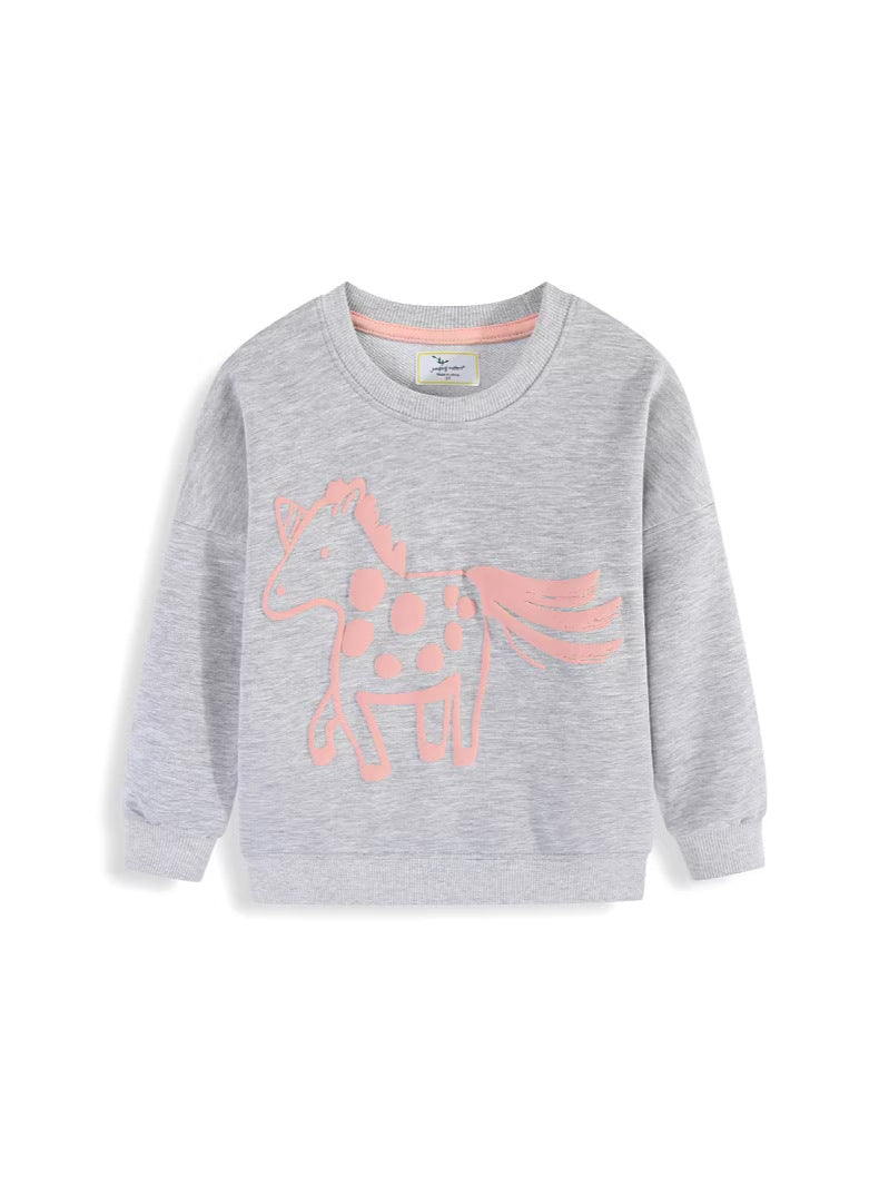 Mädchen Sweatshirt mit verspieltem Pferde-Design EB