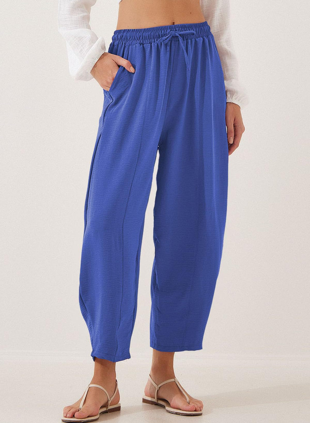 Damen lässige Freizeithose mit elastischem Bund und praktischen Seitentaschen EB