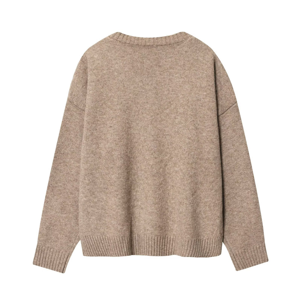 Damen komfortabler V-Ausschnitt Pullover EB