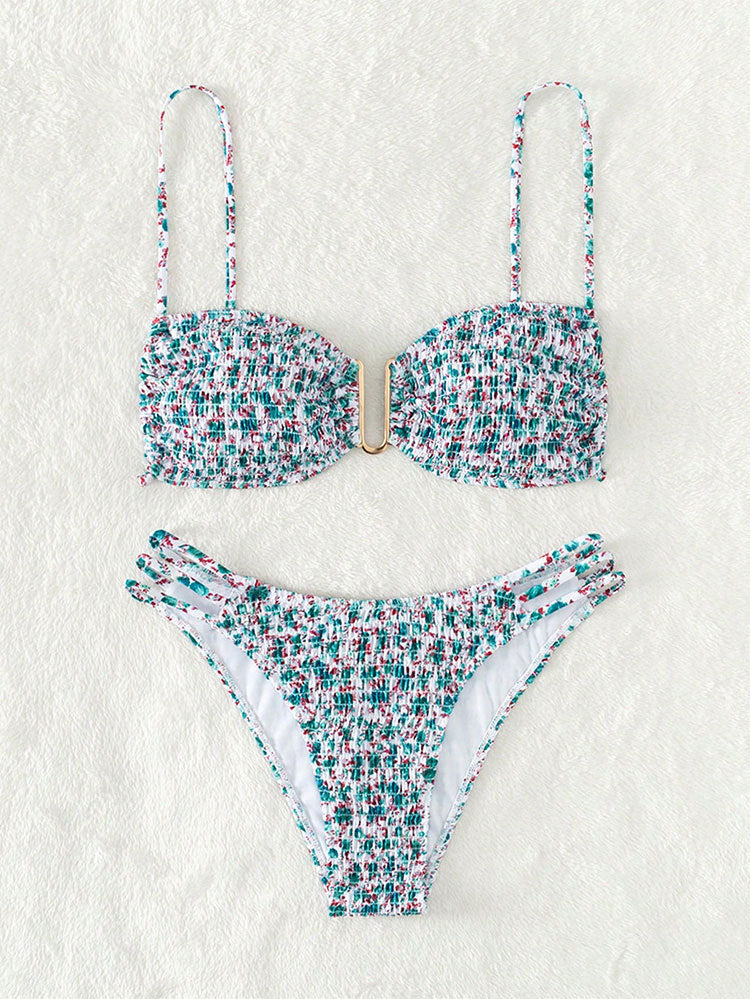 Damen Push-Up Bikini mit raffiniertem Rüschendesign EB