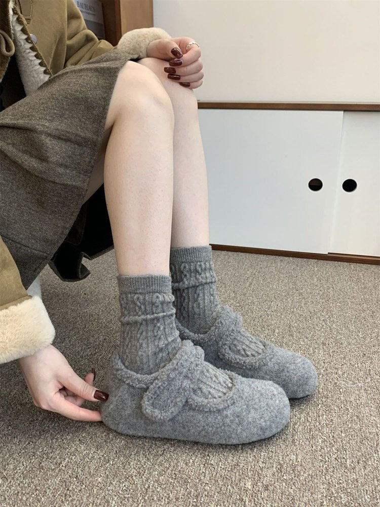Damen Filz-Hausschuhe mit verstellbarem Riemen EB