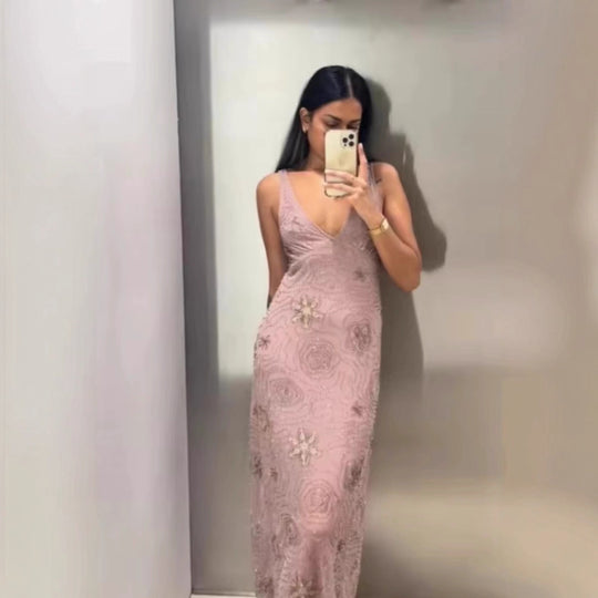 Damen Maxikleid mit aufregenden Strassverzierungen EB