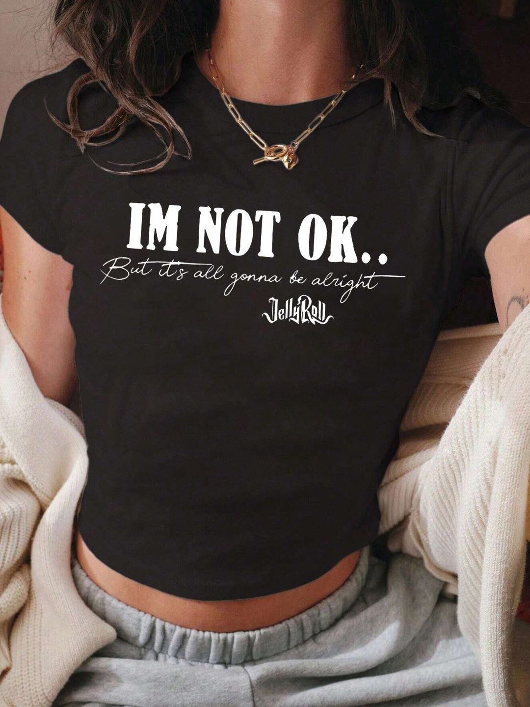 Damen Crop-Shirt mit inspirierendem Schriftzug EB