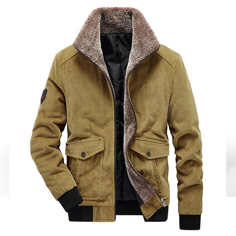 Herren Cord-Blouson im Pilotenstil mit durchgehendem Sherpa-Innenfutter und Pattentaschen EB