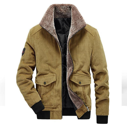 Herren Cord-Blouson im Pilotenstil mit durchgehendem Sherpa-Innenfutter und Pattentaschen EB